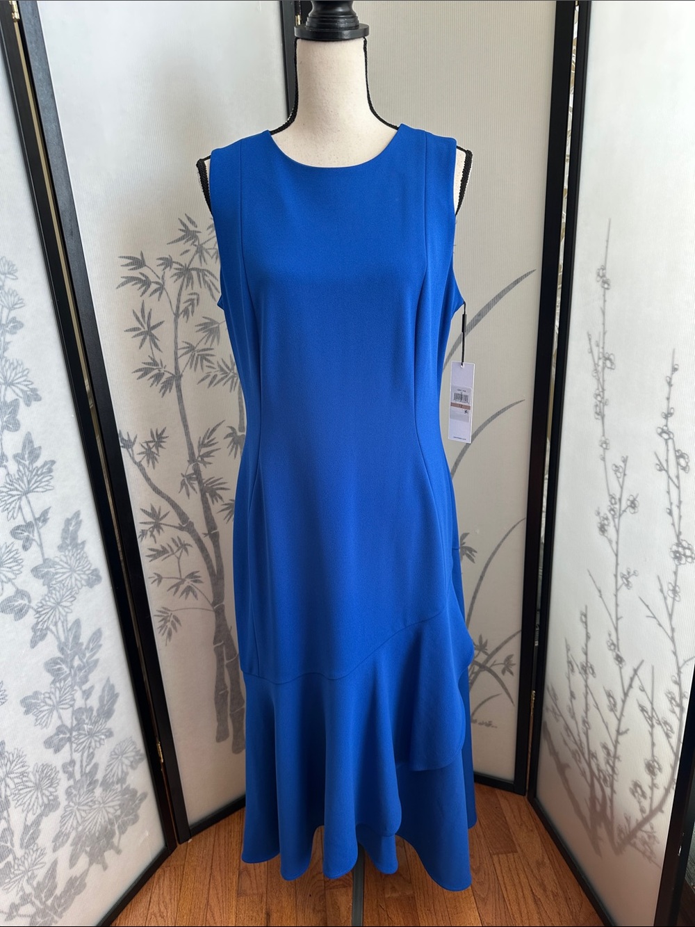 Calvin Klein Royal Blue High-Low Sleeveless Dress